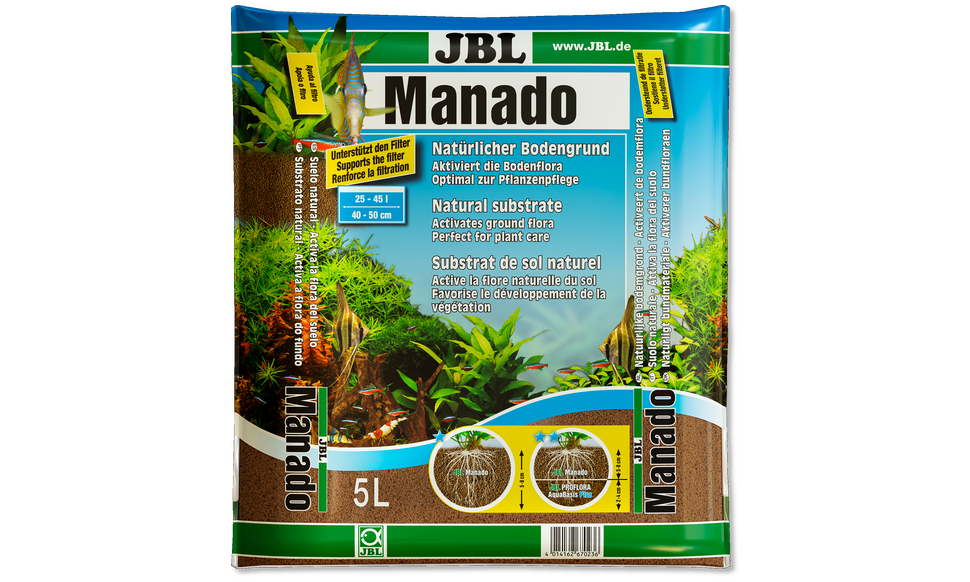 JBL Manado Dark 5 L- Substrat naturel pour aquarium