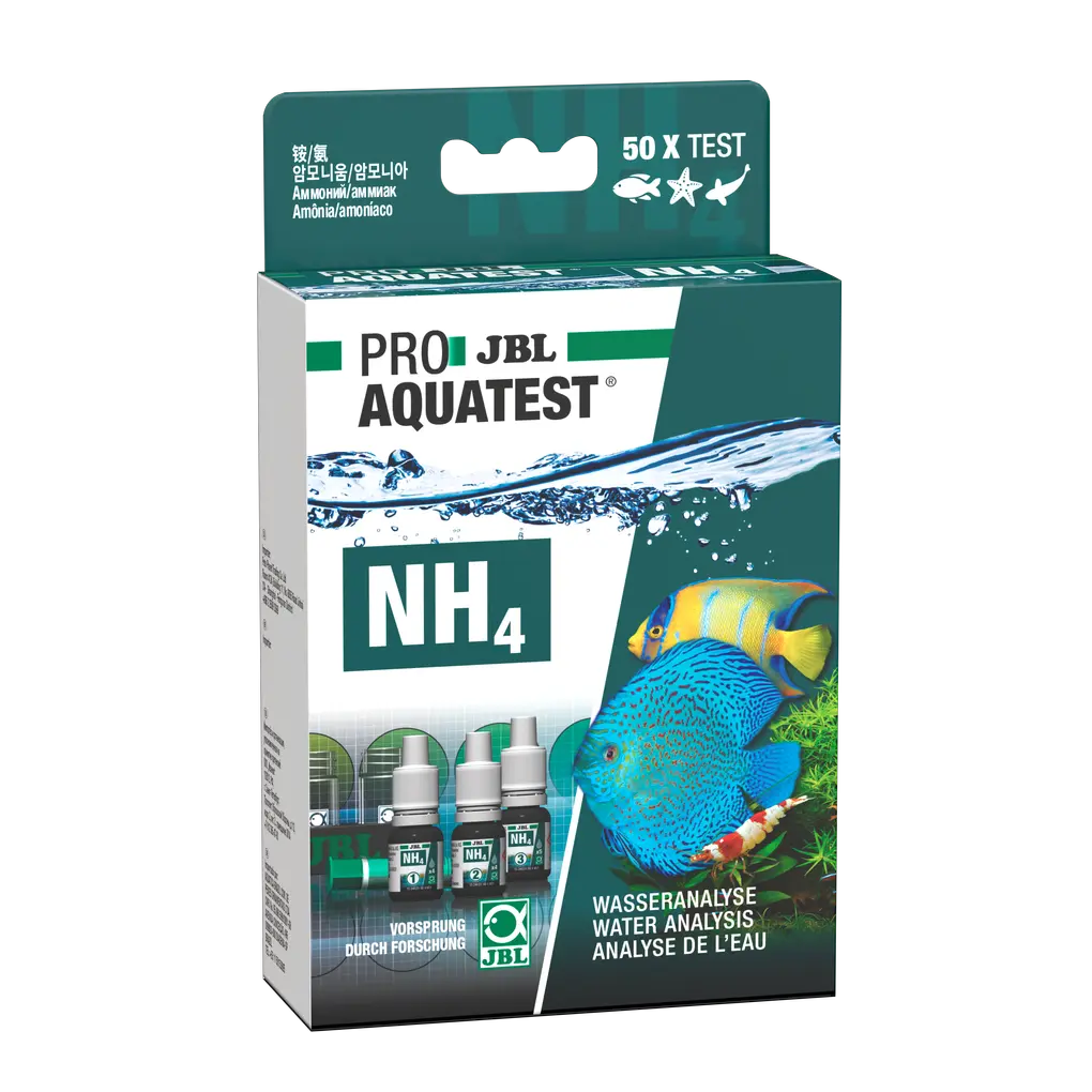 Simple and reliable monitoring of ammonium (NH4) and ammonia (NH3) in aquariums/ponds. Checking the biological balance (bacterial activity) in fresh and salt water.