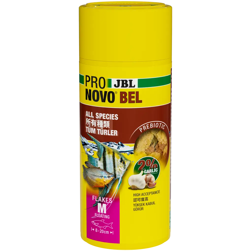 Prebiotic aquarium fish food with garlic: Special fibre in the food provides the beneficial intestinal bacteria with nourishment for healthy digestion.