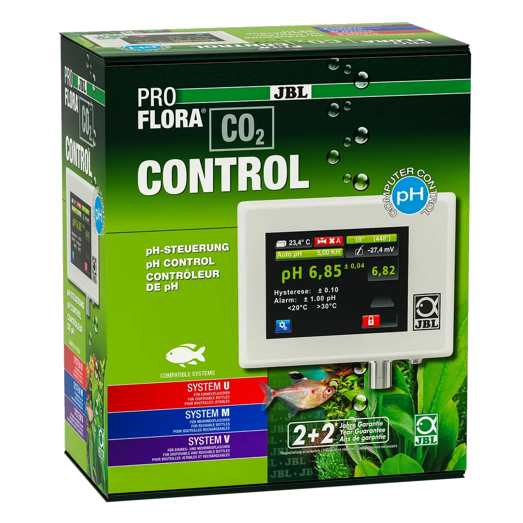 Controla a adição de CO2 para um crescimento perfeito das plantas no aquário e o pH ideal para os peixes do aquário.