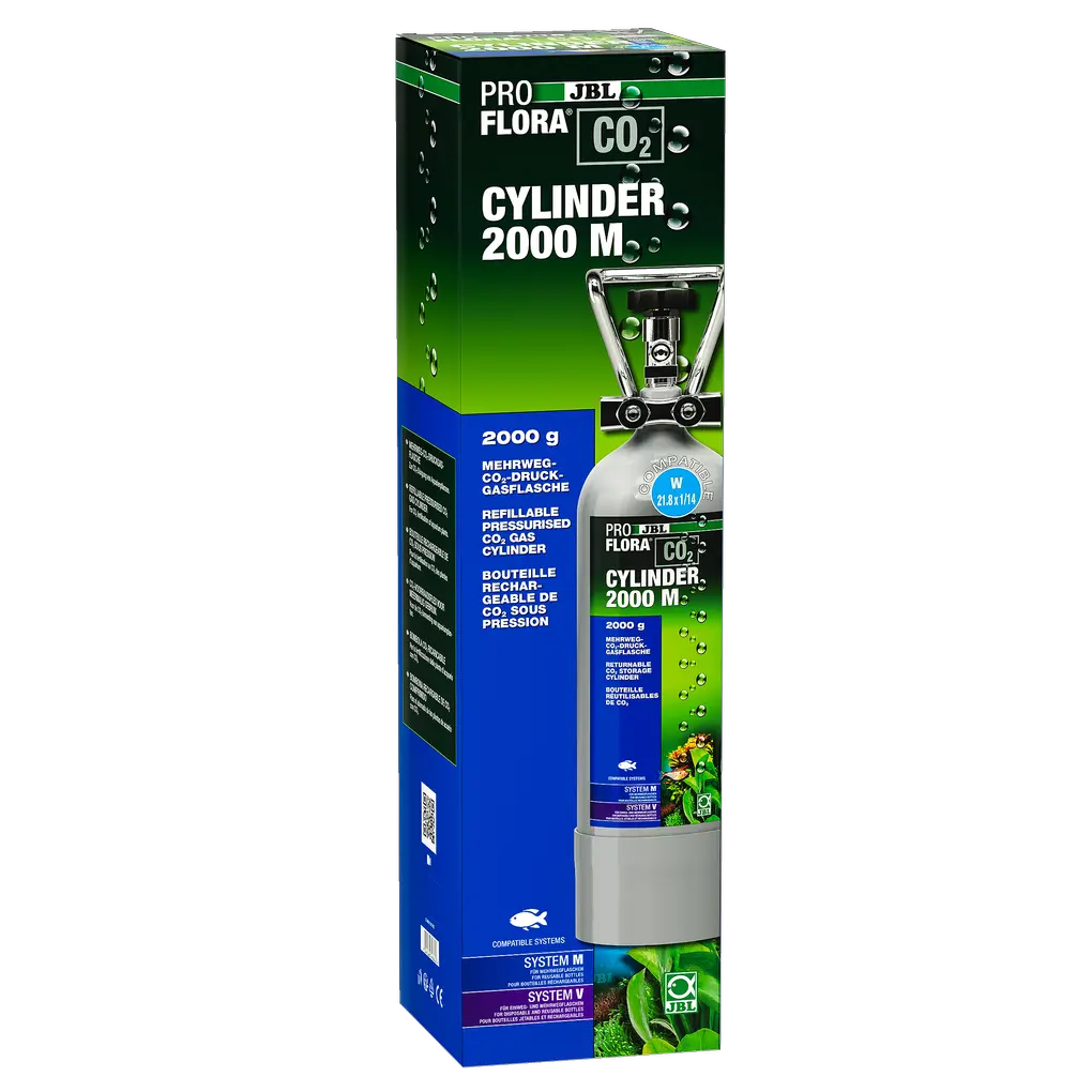 Bouteille de CO2 pour toutes les installations au CO2. Fournit aux plantes d'aquarium leur principal nutriment, le dioxyde de carbone (CO2), et prévient ainsi la formation d'algues.