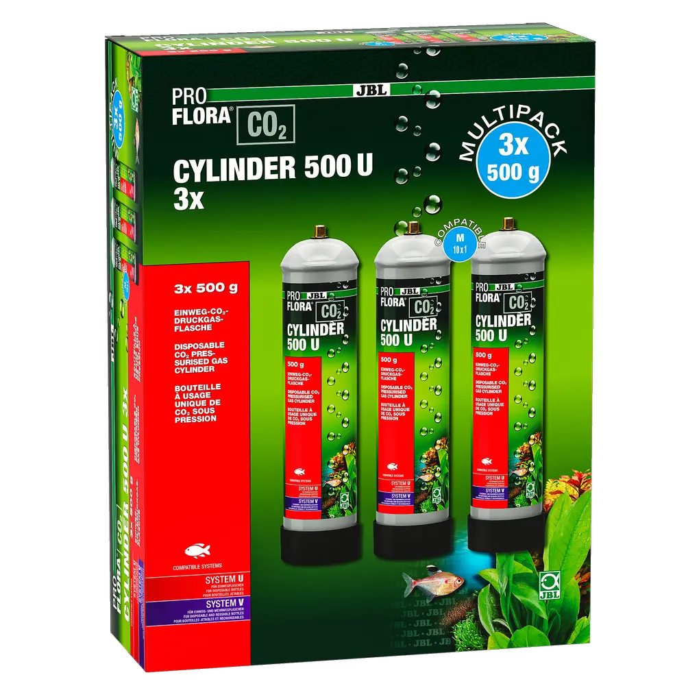 Bouteilles de CO2 pour toutes les installations au CO2. Fournissent aux plantes d'aquarium leur principal nutriment, le dioxyde de carbone (CO2), et préviennent ainsi la formation d'algues.