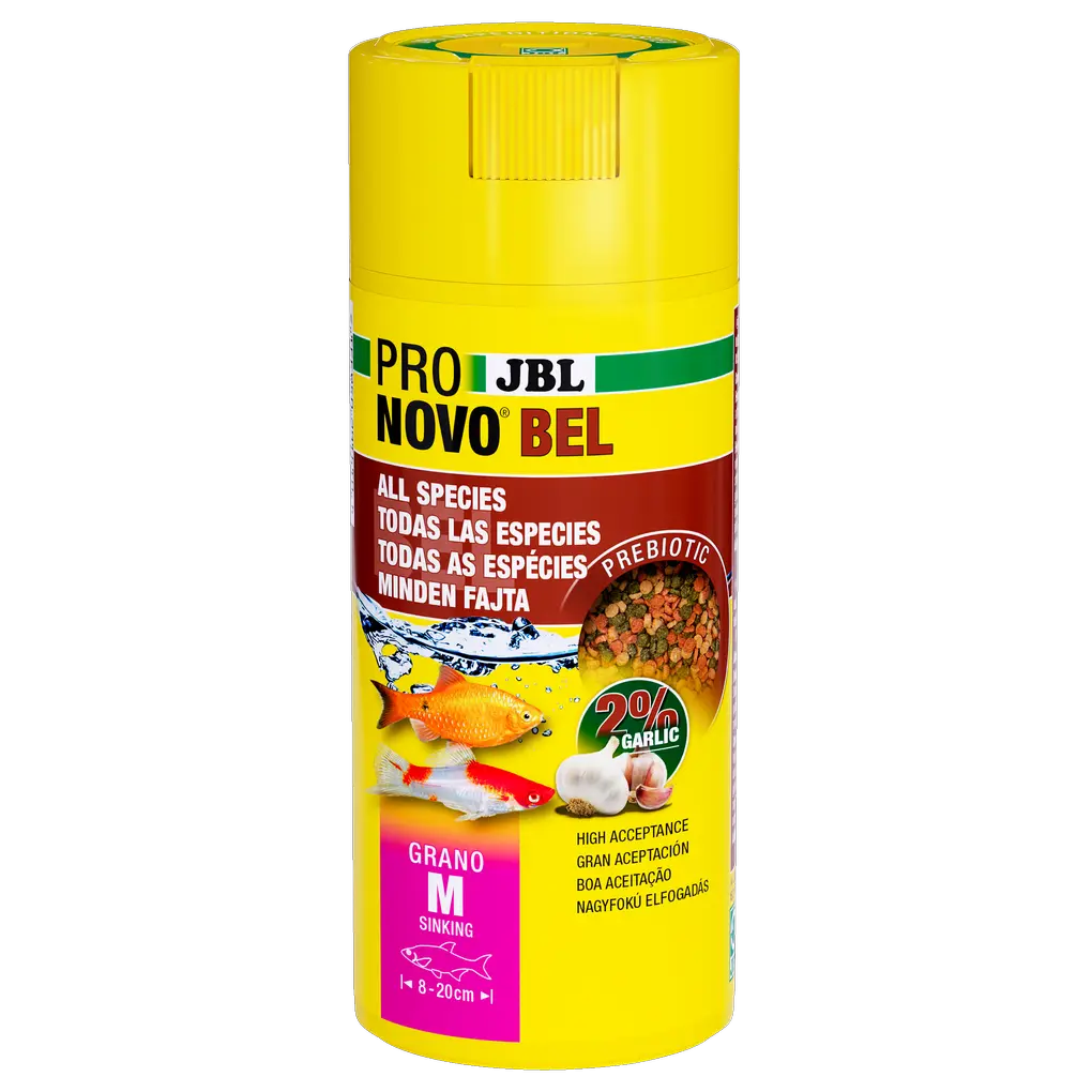 Prebiotic aquarium fish food with garlic: Special fibre in the food provides the beneficial intestinal bacteria with nourishment for healthy digestion.