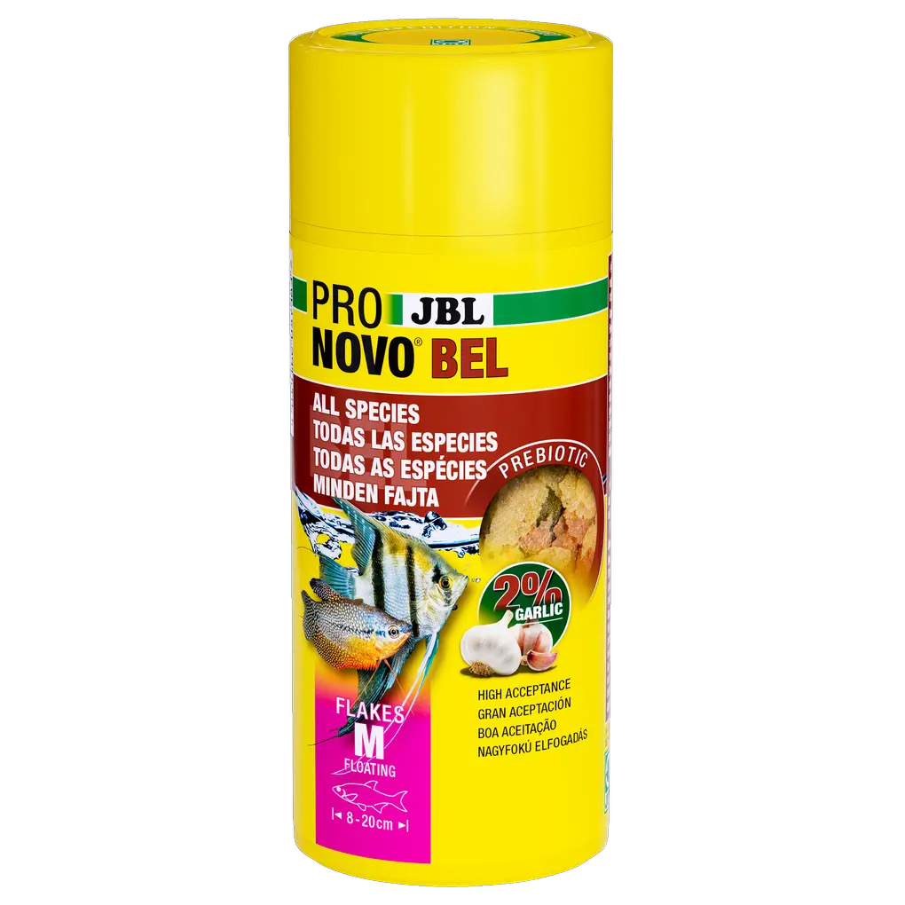 Prebiotic aquarium fish food with garlic: Special fibre in the food provides the beneficial intestinal bacteria with nourishment for healthy digestion.