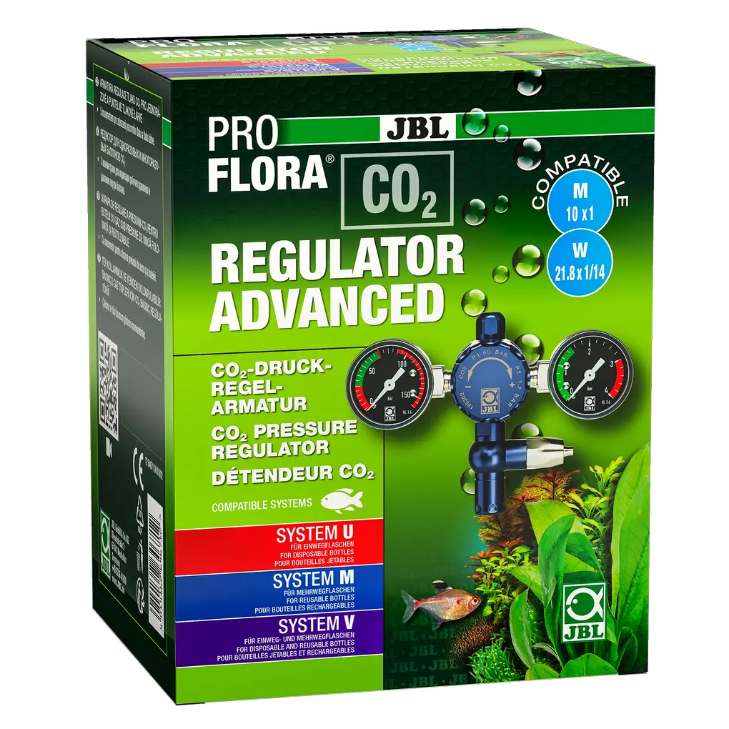 The pressure reducer reduces the cylinder pressure from approx. 60 bar (shown on pressure gauge 1) to a low working pressure of 1.2 bar (shown on pressure gauge 2) so that the CO2 supply can be easily regulated.