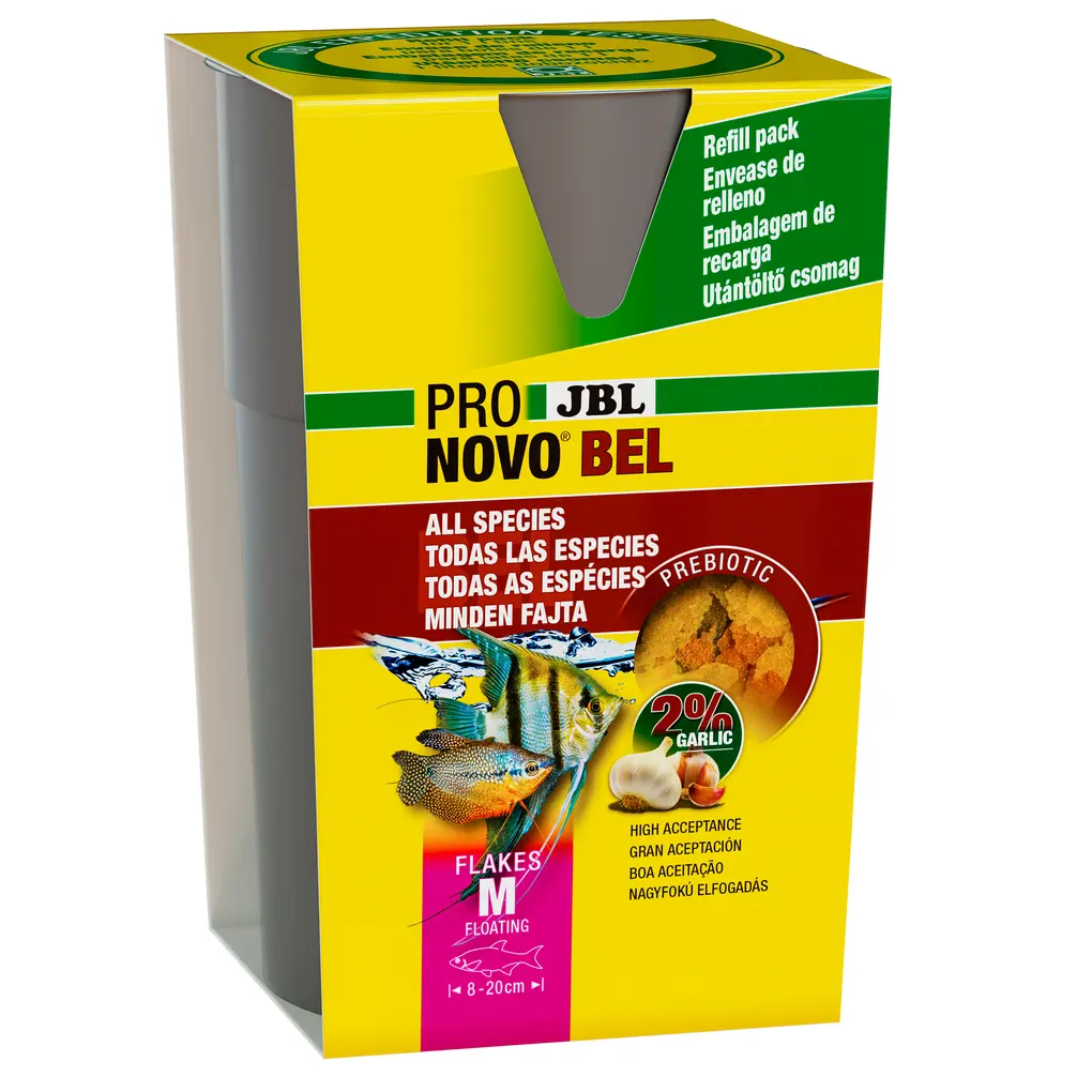 Prebiotic aquarium fish food with garlic: Special fibre in the food provides the beneficial intestinal bacteria with nourishment for healthy digestion.