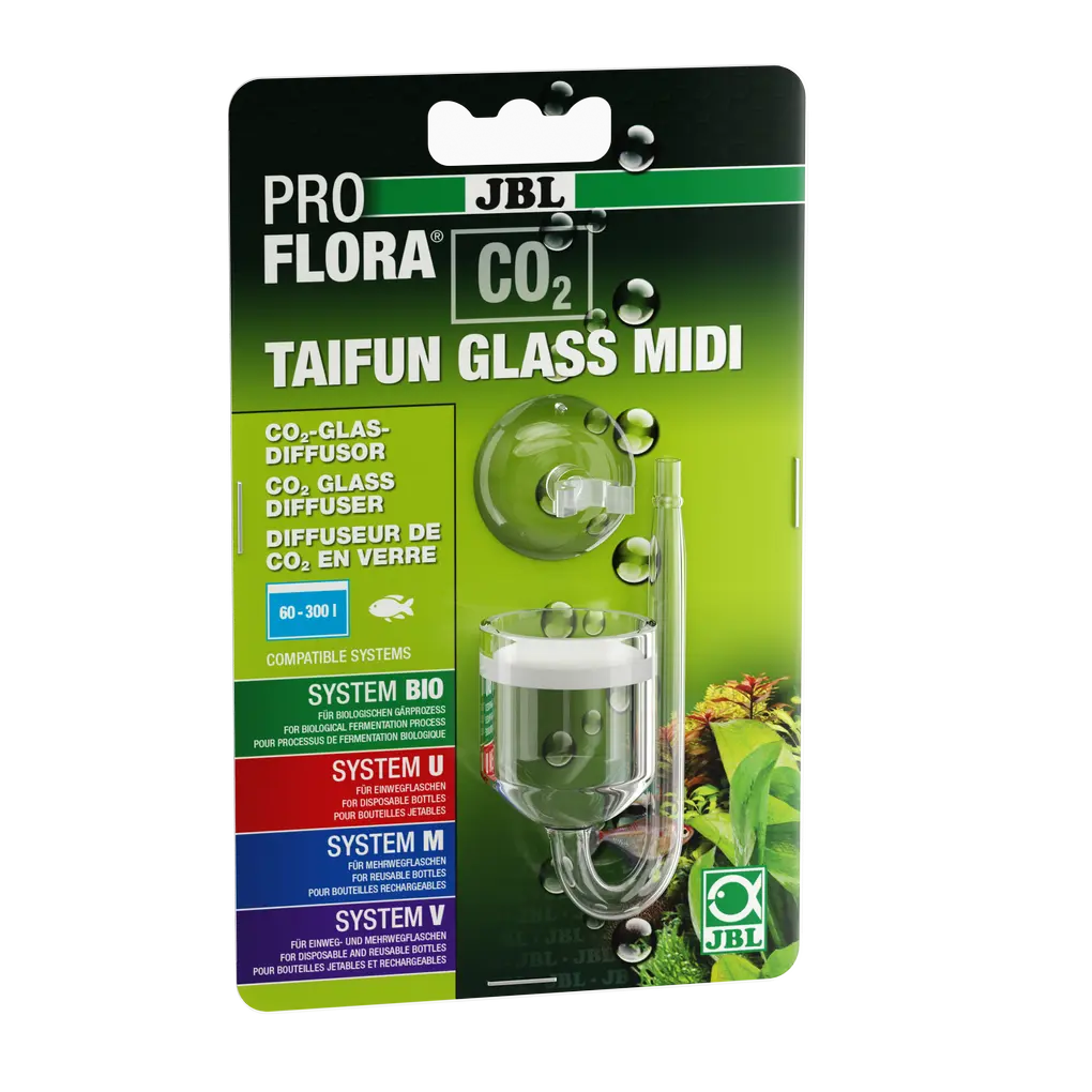Diffusore in vetro piccolo ma molto efficace per dissolvere l'anidride carbonica nell'acqua dell'acquario e garantire una crescita perfetta delle piante. 3 misure: Mini 40-120 l; Midi 40-300 l; Maxi 160-800 l