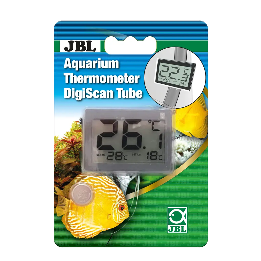 Practical and accurate water thermometer that does not interfere with the aquarium, but is attached to a water-carrying hose.