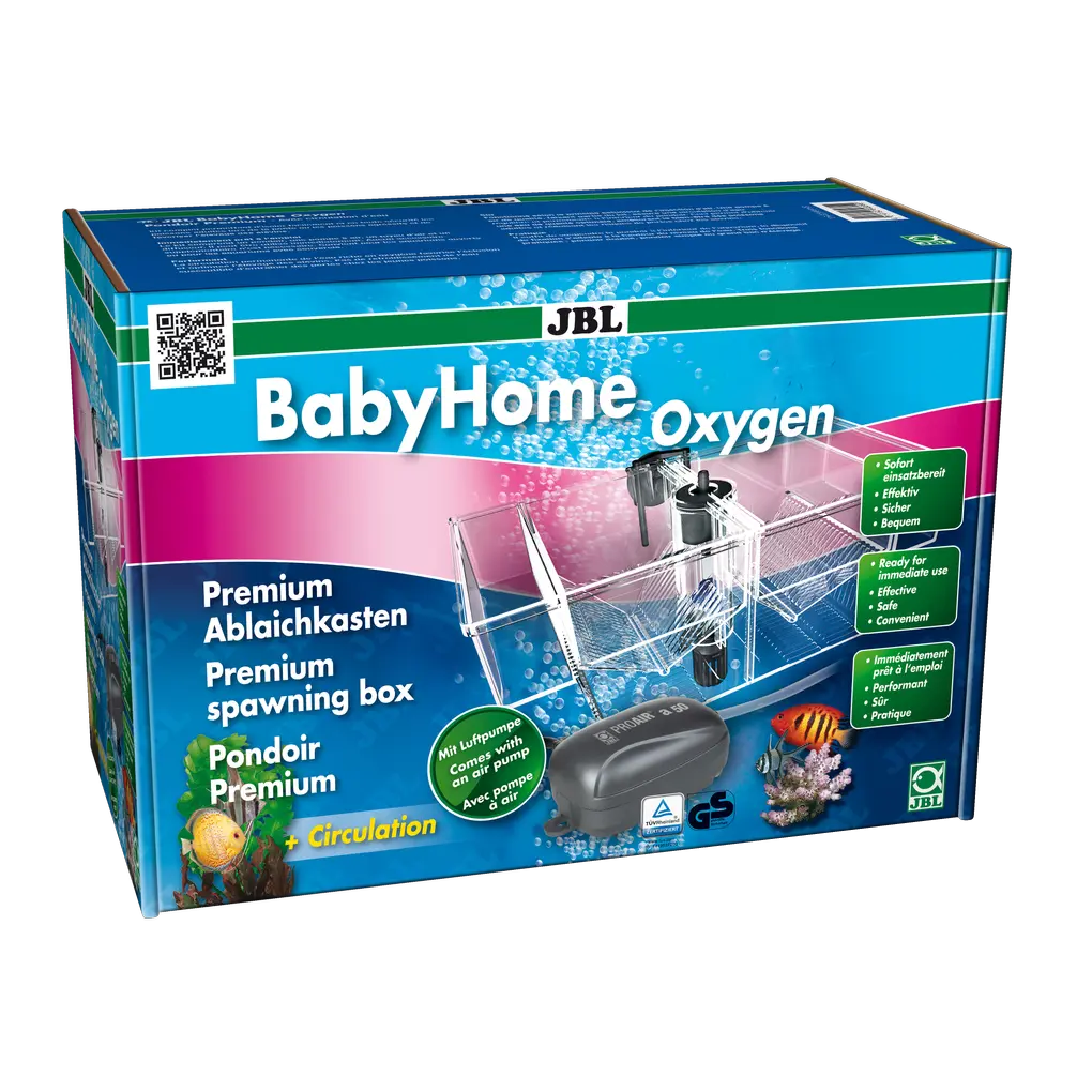 Separation of parent fish and isolation of incompatible fish: Extra-large spawning box with cover and built-in oxygen supply for rearing young fish