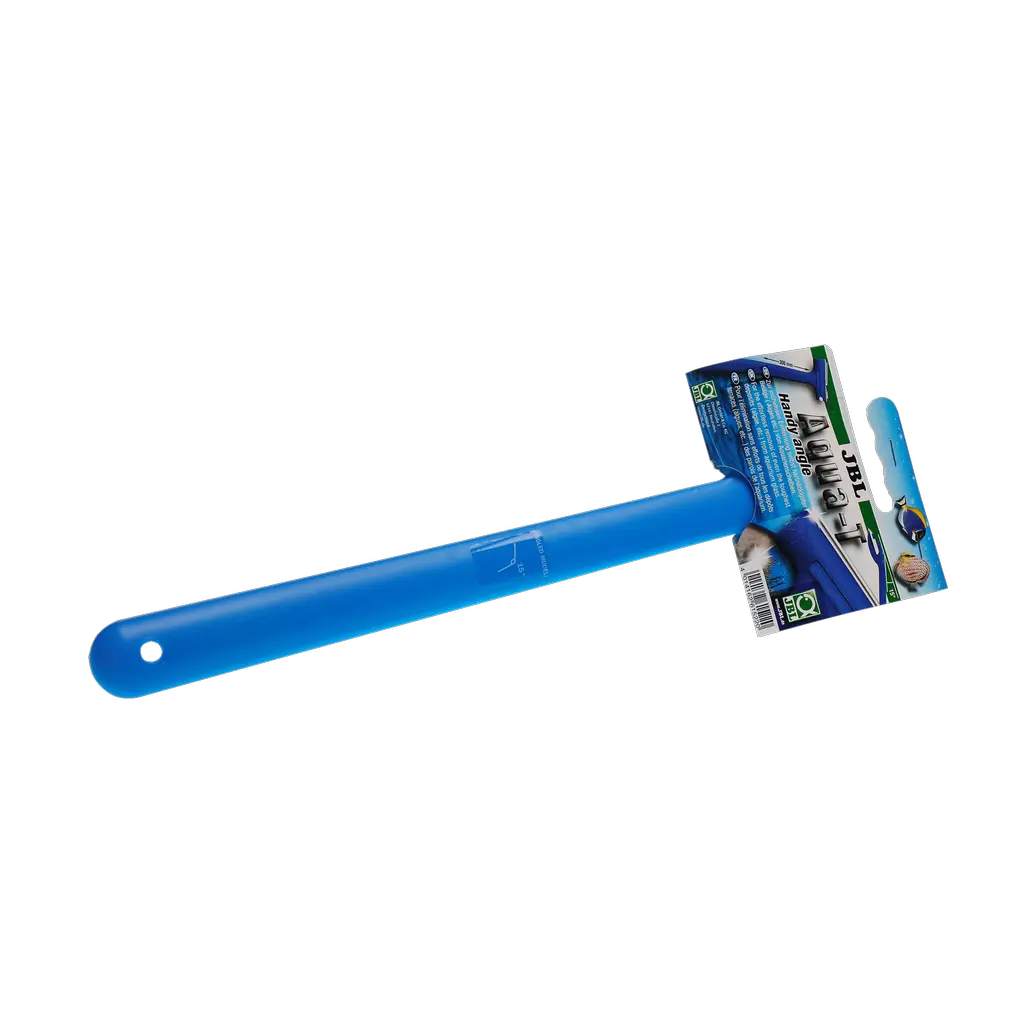 Effortless removal of stubborn deposits on aquarium glass: 15° angled glass cleaner with stainless steel blade