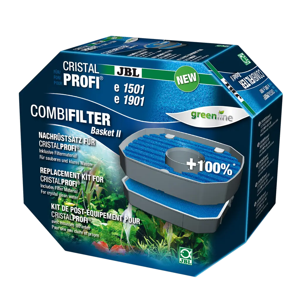 Optimised top filter basket with 100% more pre-filter area, including filter material