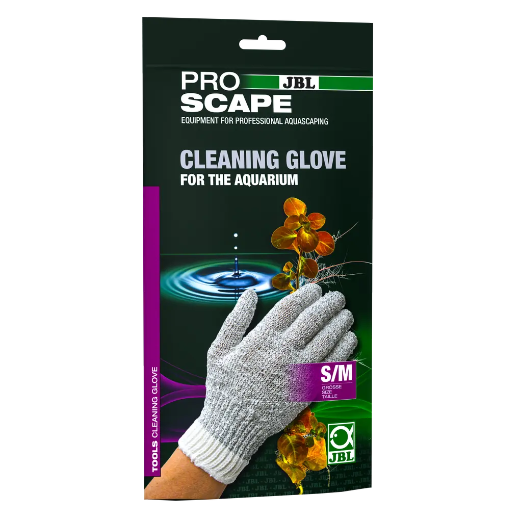 Effortless removal of algae growth and deposits: aquarium glove with metal threads for cleaning glass and objects