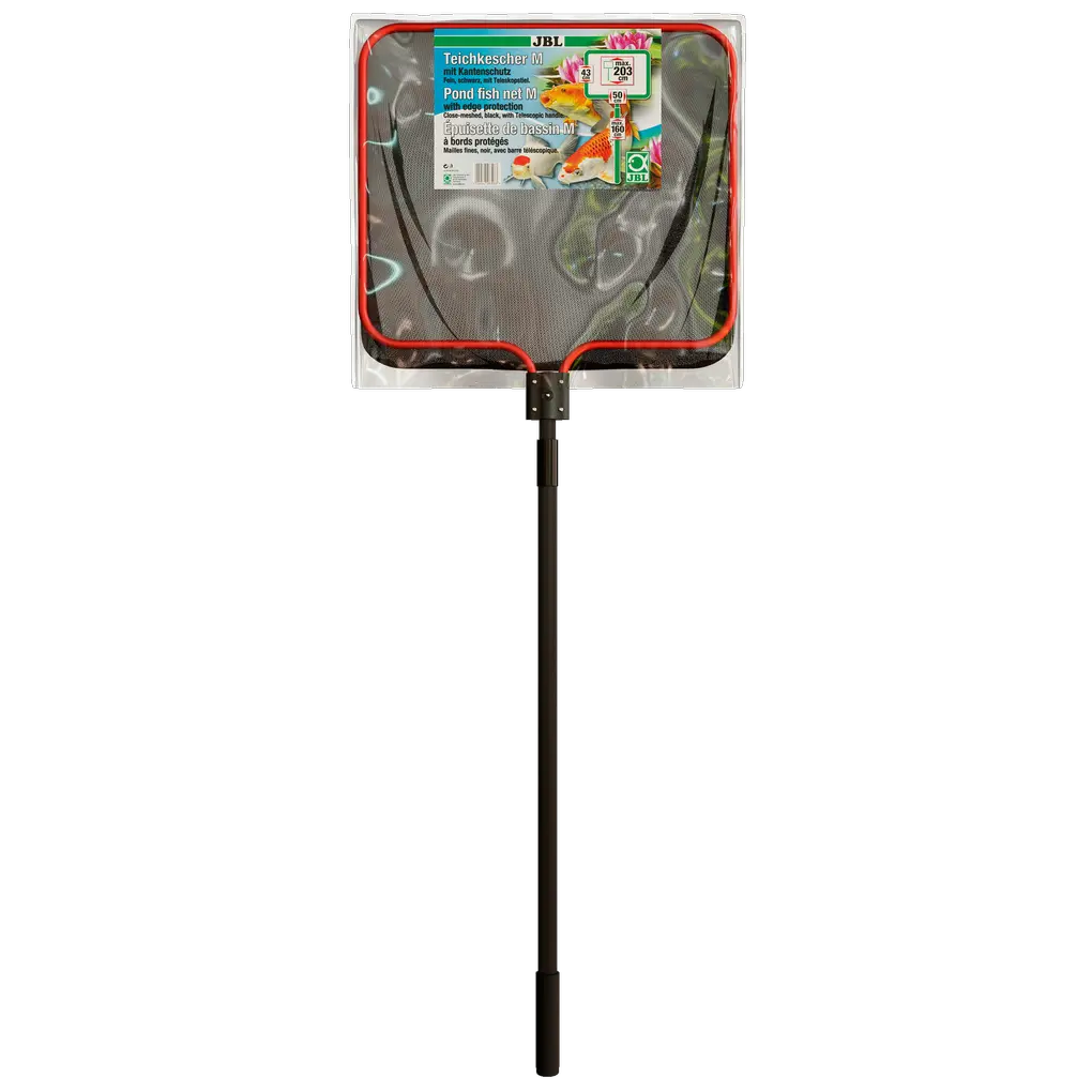 Pour la capture en douceur des poissons d'étang grâce à un filet fin et noir. Convient également très bien pour ramasser les feuilles mortes et capturer des proies vivantes.