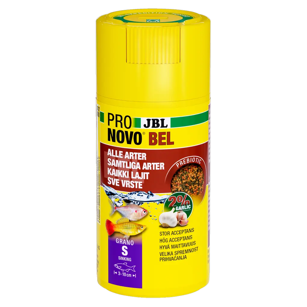 Prebiotic aquarium fish food with garlic: Special fibre in the food provides the beneficial intestinal bacteria with nourishment for healthy digestion.
