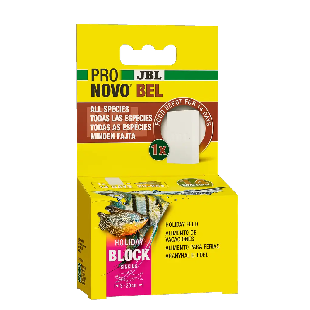 Feed your aquarium fish with stored food for up to 14 days.