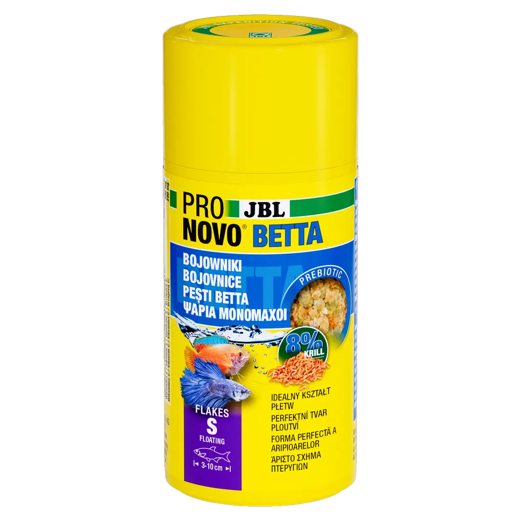 Prebiotické a plovoucí krmivo pro akvarijní ryby: Speciální vláknina v krmivu dodává pozitivním střevním bakteriím živiny pro zdravé trávení.