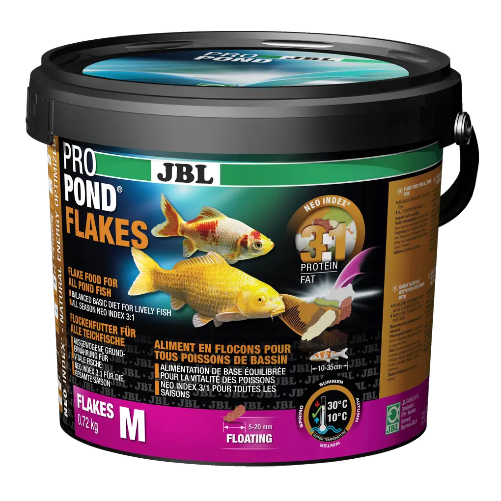 Complete feed with the correct protein-fat ratio of 3:1 according to the NEO Index, which takes into account water temperature, function, animal size and age.