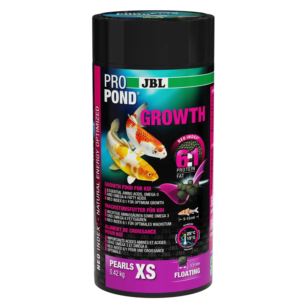 Complete food with the correct protein-fat ratio of 6:1 according to the NEO Index, which takes into account water temperature, function, animal size and age.