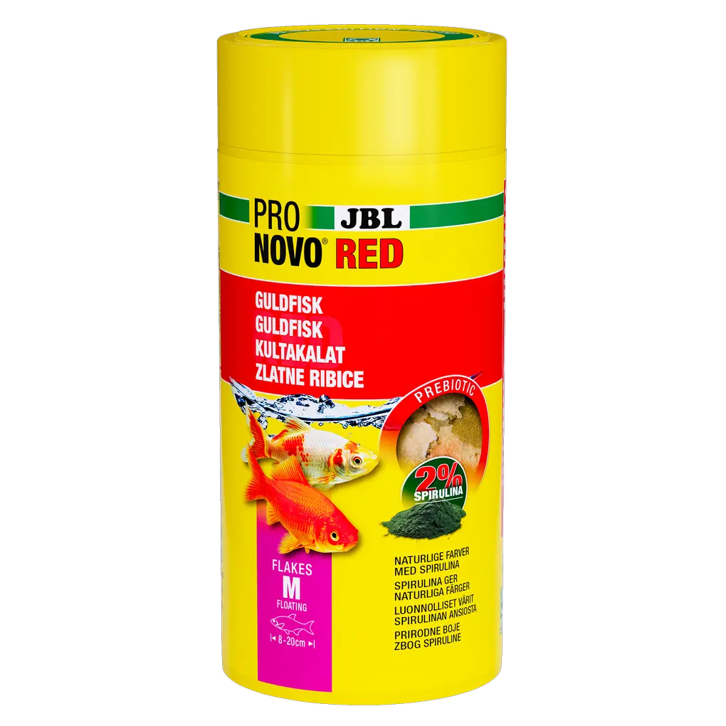 Prebiotiskt, flytande guldfiskfoder: Speciella balastämnen i fodret förser de positiva tarmbakterierna med näring för en sund matsmältning.