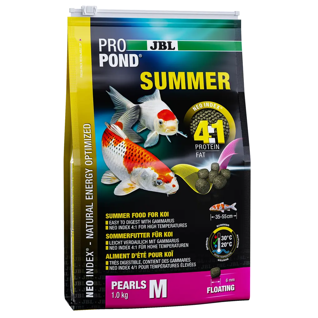 Complete food with the correct protein-fat ratio of 4:1 according to the NEO Index, which takes into account water temperature, function, animal size and age.