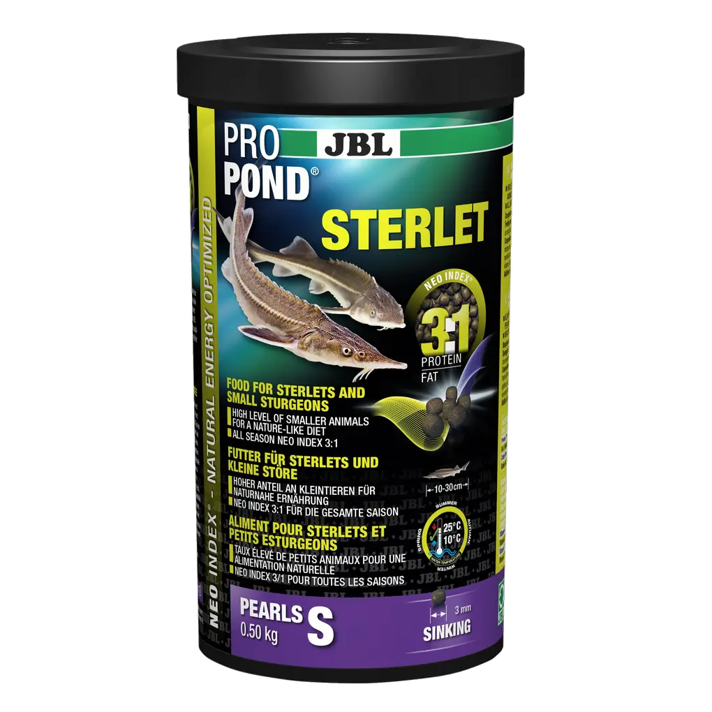 Complete feed with the correct protein-fat ratio of 3:1 according to the NEO Index, which takes into account water temperature, function, animal size and age.