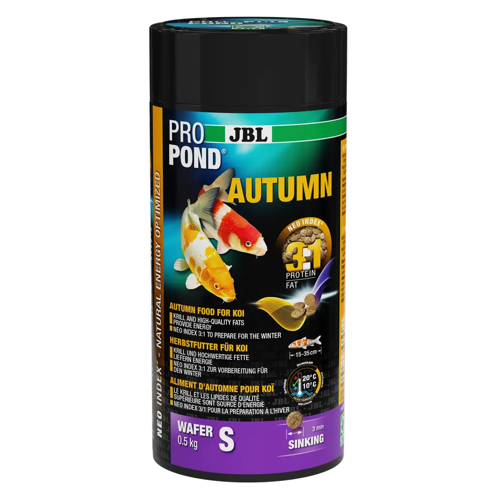 Complete feed with the correct protein-fat ratio of 3:1 according to the NEO Index, which takes into account water temperature, function, animal size and age.