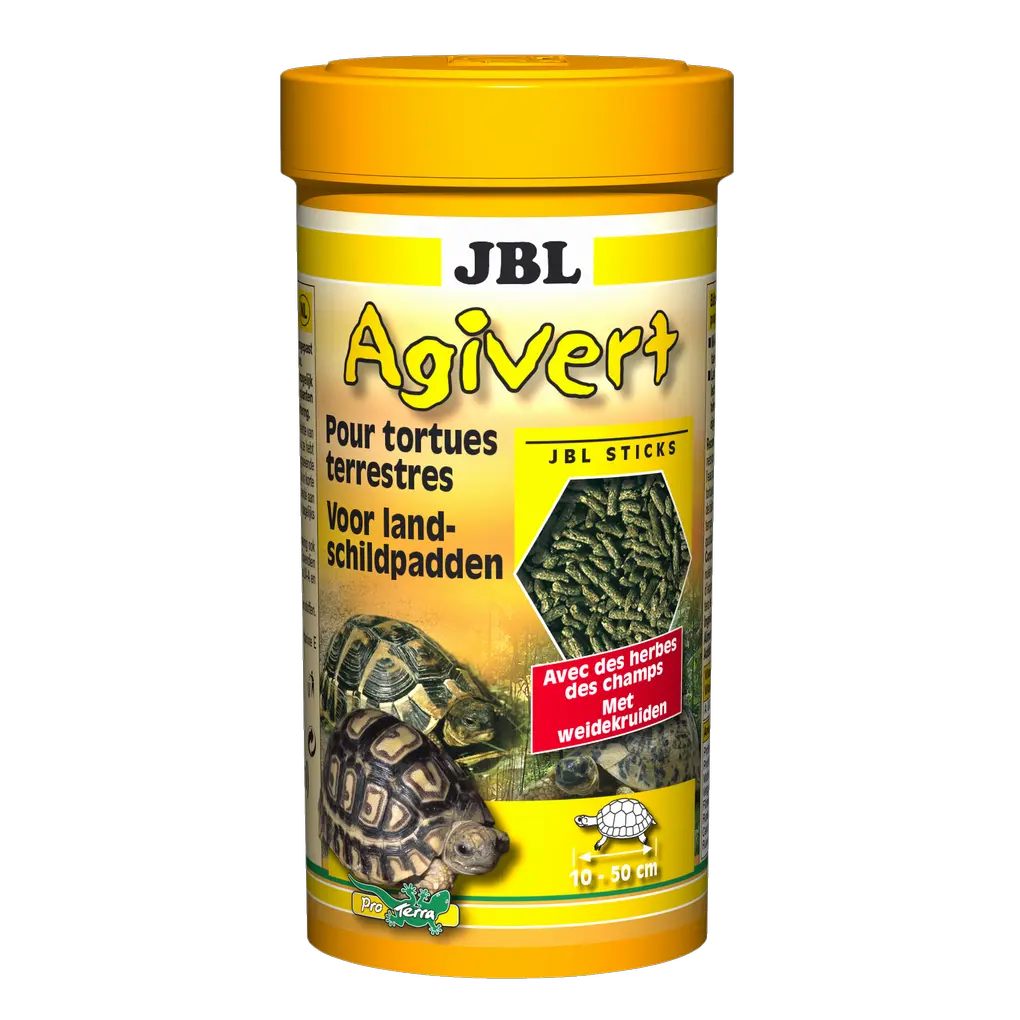 Spécialement conçu pour répondre aux besoins nutritionnels des tortues terrestres : bâtonnets alimentaires à base d'un mélange de matières premières purement végétales.