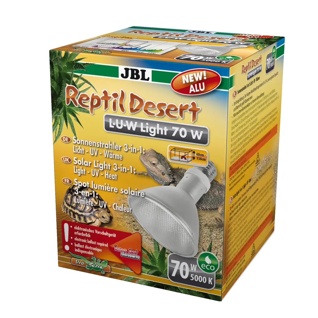 Full spectrum spot sun lamp made of aluminium for desert terrariums with 25° spot radiation