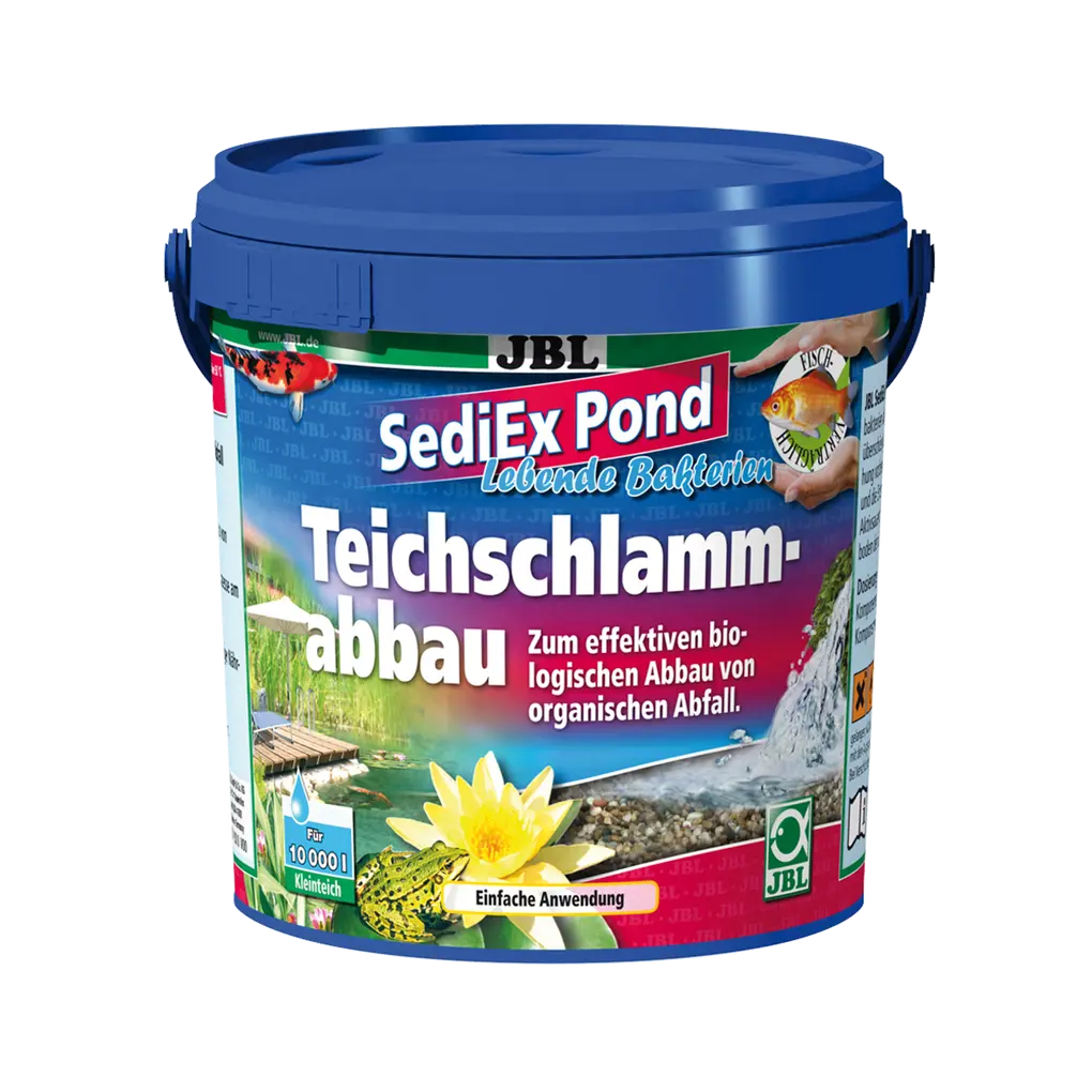 For fish- and plant-friendly water: highly active degrading bacteria and active oxygen in mineral sink granules for breaking down pond sludge.