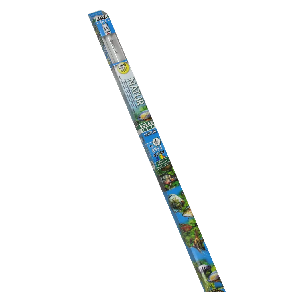 Solar fluorescent tube for fish and plants from sun-drenched waters, e.g. Lake Malawi and Lake Tanganyika