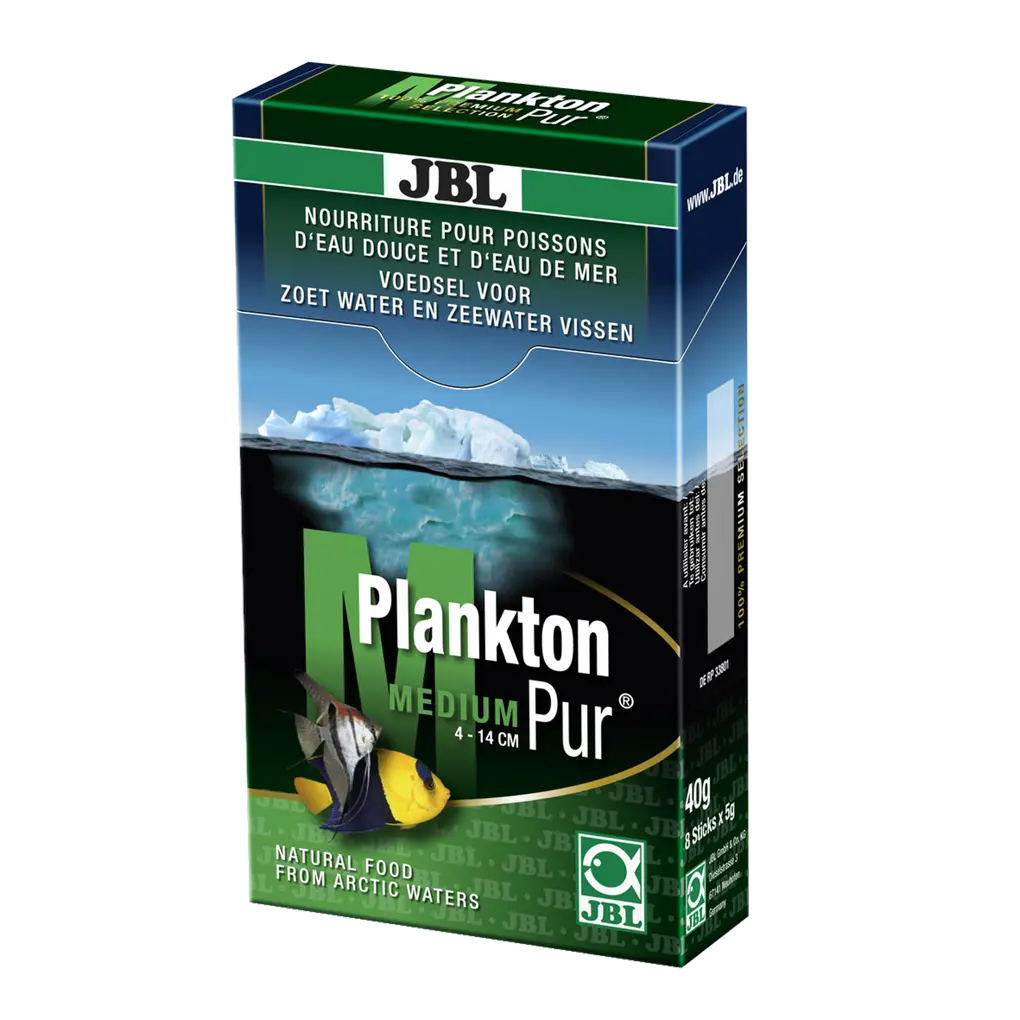 Varié : friandises pour poissons tropicaux d'eau douce et d'eau de mer ainsi que pour crevettes. Plancton frais et pur.