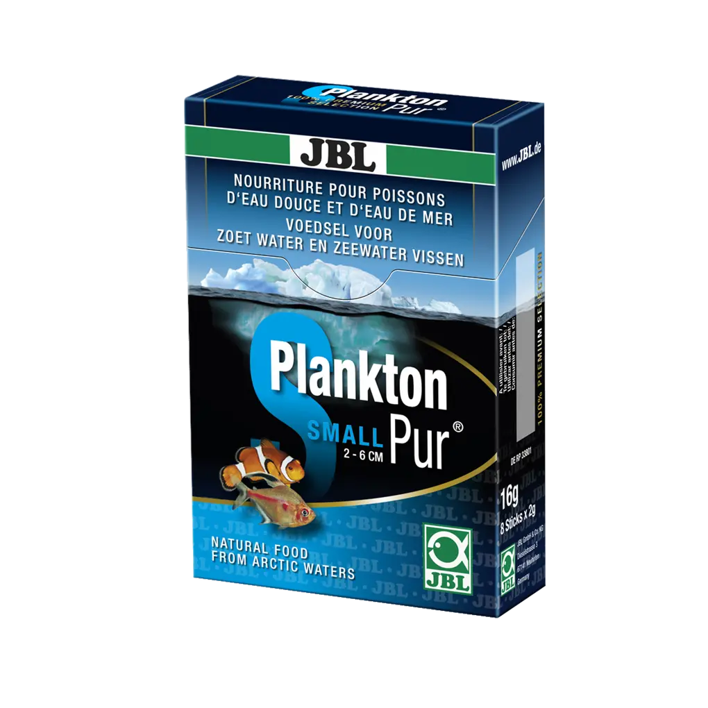 Varié : friandises pour poissons tropicaux d'eau douce et d'eau de mer ainsi que pour crevettes. Plancton frais et pur.