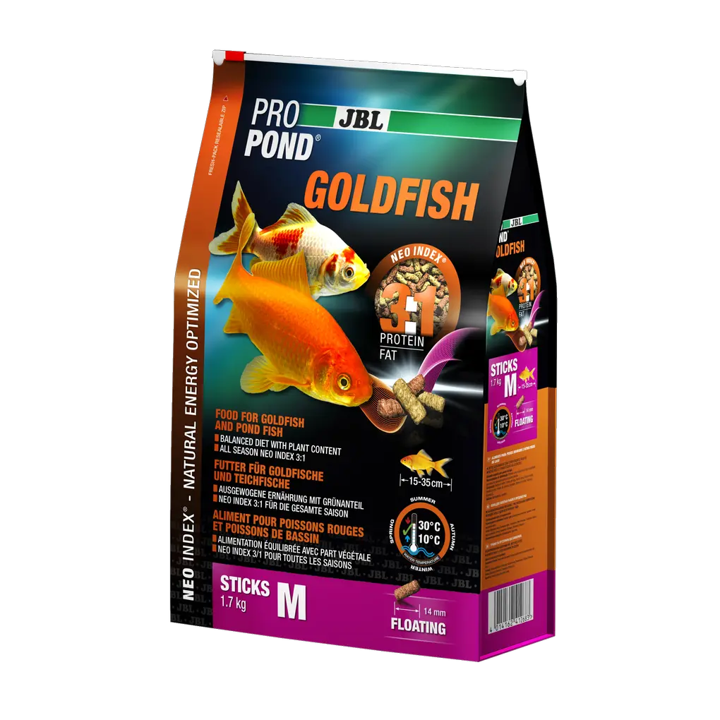 Complete feed with the correct protein-fat ratio of 3:1 according to the NEO Index, which takes into account water temperature, function, animal size and age.