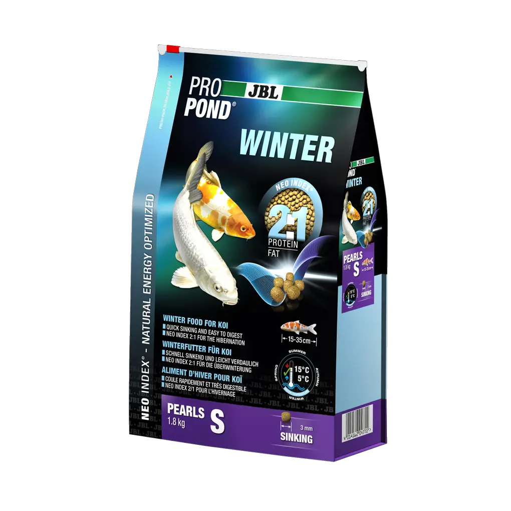 Complete feed with the correct protein-fat ratio of 2:1 according to the NEO Index, which takes into account water temperature, function, animal size and age.