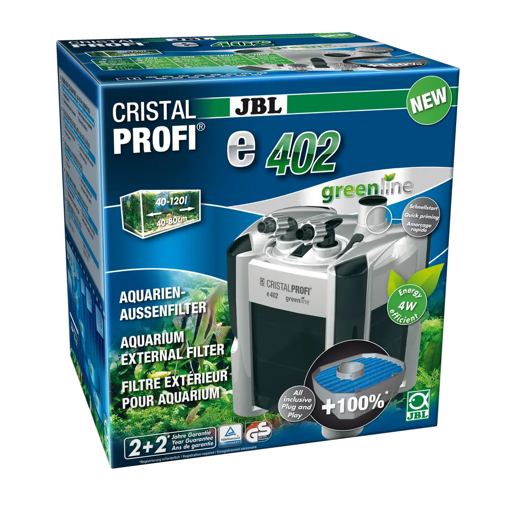 External filter for clean and healthy aquarium water: Closed water circulation system for aquariums from 40 to 120 litres (40 to 80 cm)