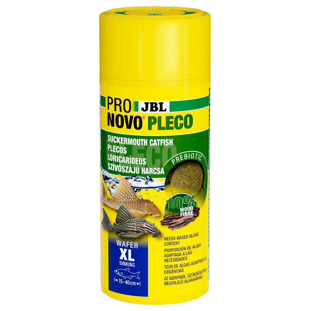 Large food wafers for all sucking catfish that feed on plants and algae, such as many Hypostomus species. The wood content covers the needs of catfish species that need to rasp wood.