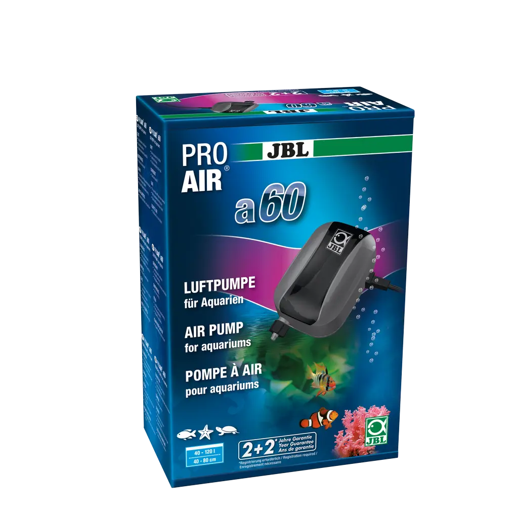 Kit complet avec pompe à air, tuyau de 2 m, clapet anti-retour et grande pierre diffuseur de 45 mm pour alimenter les aquariums en oxygène vital (60 l/h)