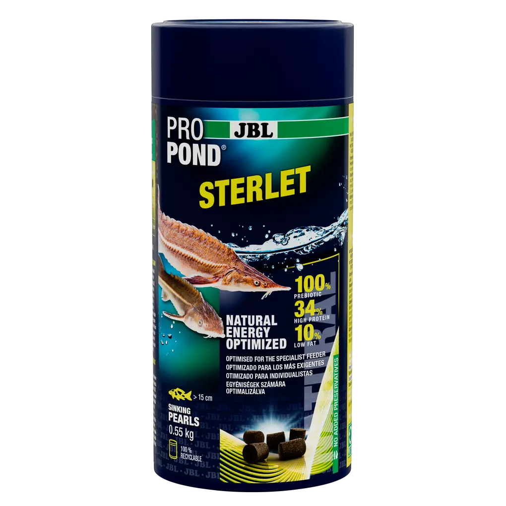 Composición adecuada para peces esturiónidos que buscan su alimento en el fondo (a una temperatura del agua de entre 10 y 25 °C)