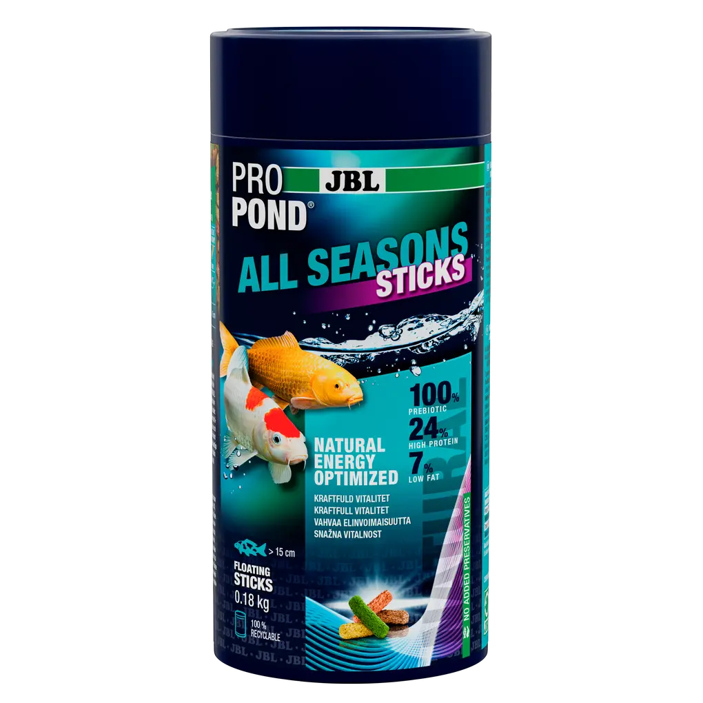 Provides a balanced feed mix for healthy pond fish in all seasons (at water temperatures of 10–25 °C).