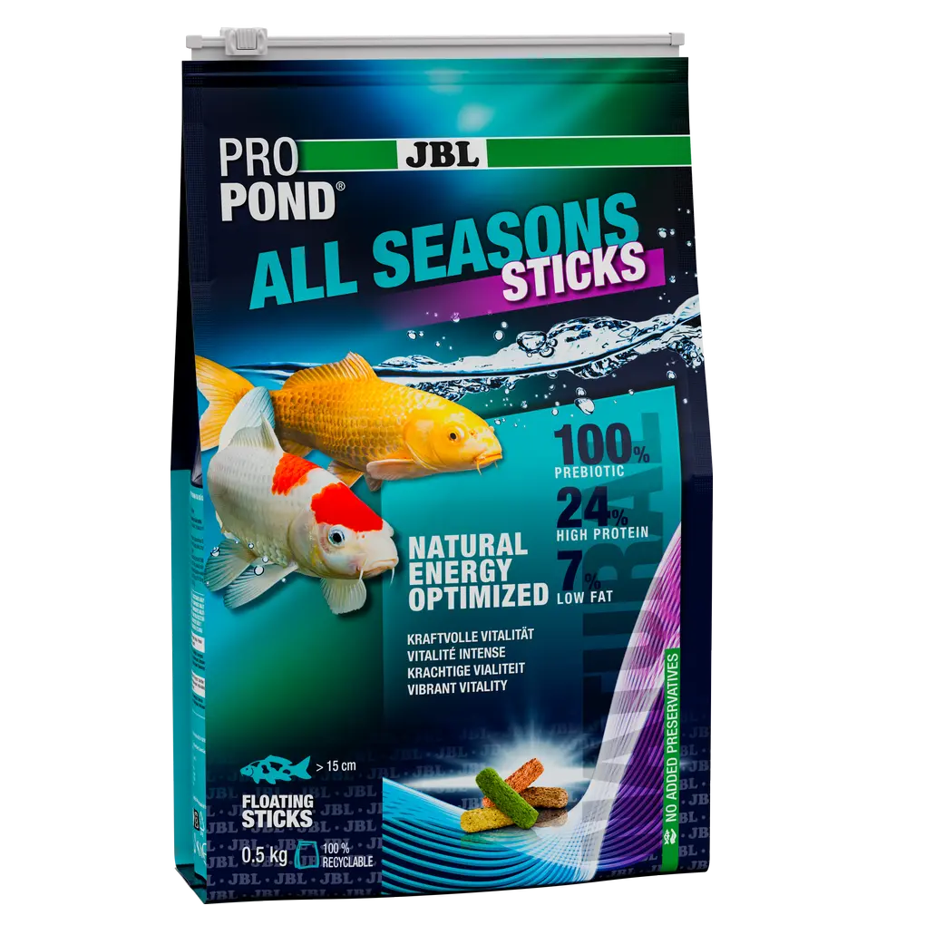 Offre un mélange alimentaire équilibré pour les poissons de bassin vigoureux en toute saison (à une température de l'eau comprise entre 10 et 25 °C).