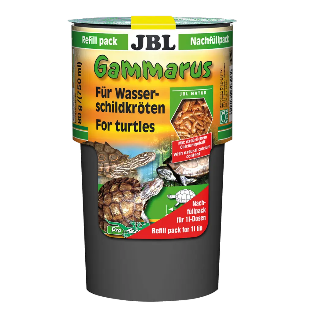 Supplementary food for aquatic turtles: Cleaned freshwater shrimp for turtles measuring 10–50 cm, supplementary food for swamp and aquatic turtles, refill pack for 1000 ml tin.