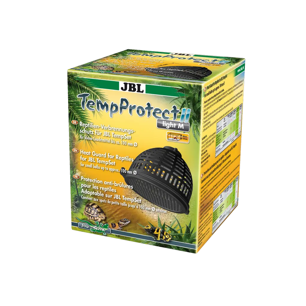 Seguridad para reptiles en terrarios: pantalla de lámpara fabricada en plástico especial LCP (polímero de cristal líquido) resistente al calor hasta 290 °C y dimensionalmente estable.