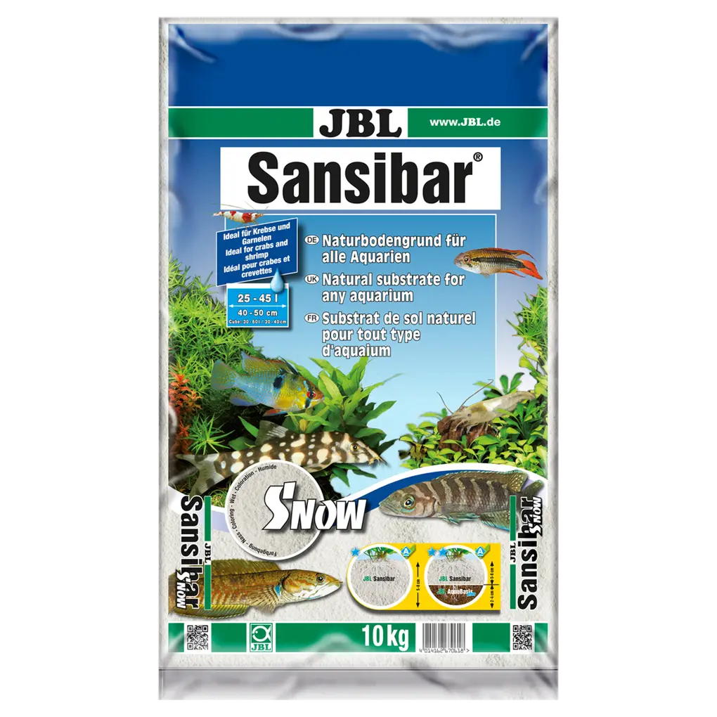 Solo arenoso muito fino para todos os tipos de aquários: substrato para aquários de água doce e salgada, bem como aquaterrários e terrários.