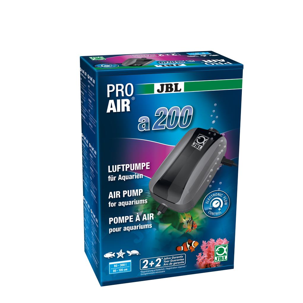 Complete set with air pump, hose, non-return valve and large 45 mm air stone for supplying aquariums with vital oxygen (200 l/h)