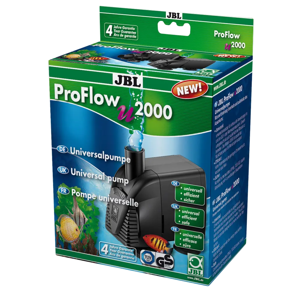Água limpa e saudável: bomba universal com capacidade de 2000 l/h para circulação de água em aquários e aquaterrários. Utilização para biofiltros, fontes de interior ou como fonte ornamental.