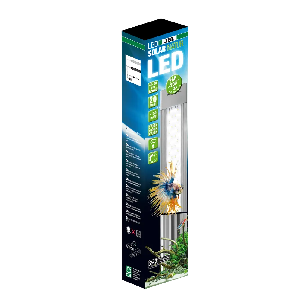 Maximum efficiency with 150 lumens/watt for beautiful aquarium plants: Extremely high photosynthetically active radiation (PAR) of over 200 µM/s/m2
