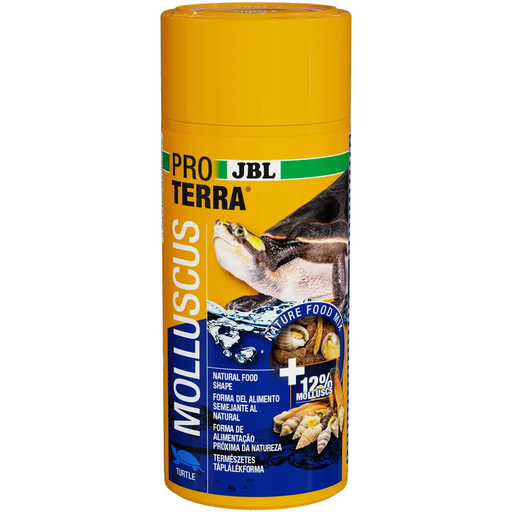 Natural, dried, whole snails (with shells approx. 2 cm), water insects, mussels, fish sticks (approx. 1.5 cm) & prawns as an ideal and natural variety in the diet for all types of aquatic and marsh turtles.