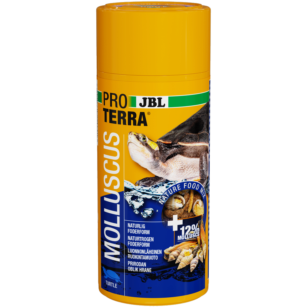 Natural, dried, whole snails (with shells approx. 2 cm), water insects, mussels, fish sticks (approx. 1.5 cm) & prawns as an ideal and natural variety in the diet for all types of aquatic and marsh turtles.
