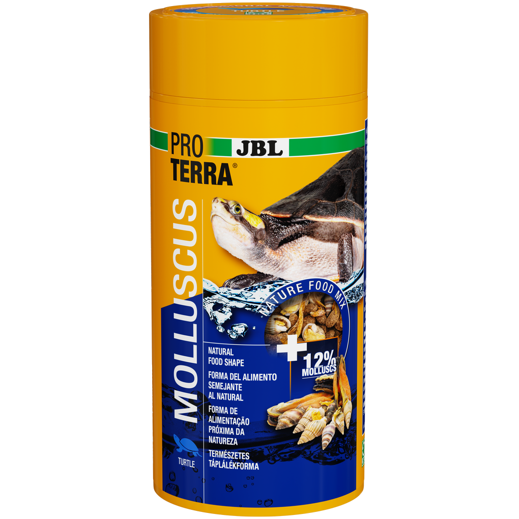 Natural, dried, whole snails (with shells approx. 2 cm), water insects, mussels, fish sticks (approx. 1.5 cm) & prawns as an ideal and natural variety in the diet for all types of aquatic and marsh turtles.
