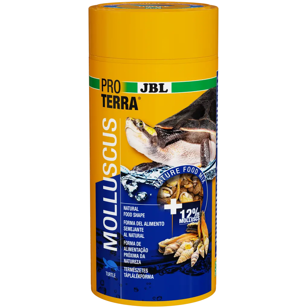 Natural, dried, whole snails (with shells approx. 2 cm), water insects, mussels, fish sticks (approx. 1.5 cm) & prawns as an ideal and natural variety in the diet for all types of aquatic and marsh turtles.